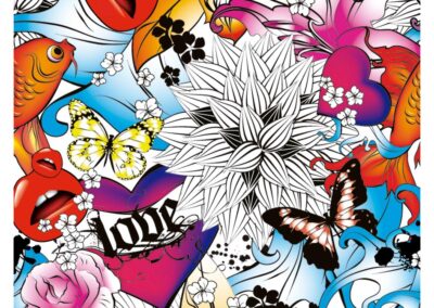 Fisk, blomst, sommerfugl (PT-117)